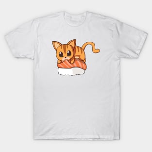 Orange Cat Salmon Sushi T-Shirt